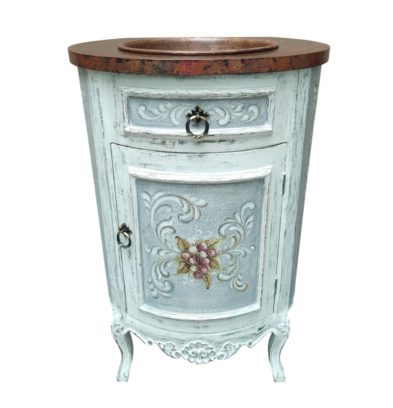 Meuble-lavabo en cuivre Lima au fini Cabo Blanco, Blanc / Gris