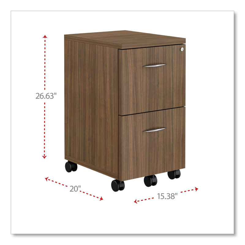 Walnut Mobile 2-Drawer Lockable Legal Size Filing Cabinet