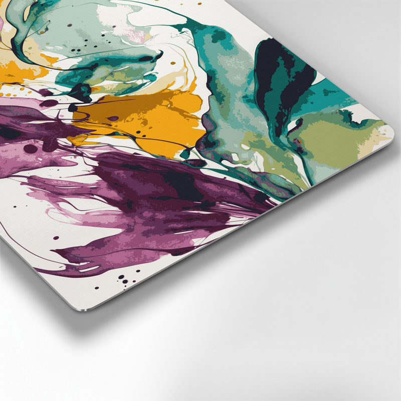 Aquarelle abstraite 72, art mural en métal beige, H 14 po x l 11 po