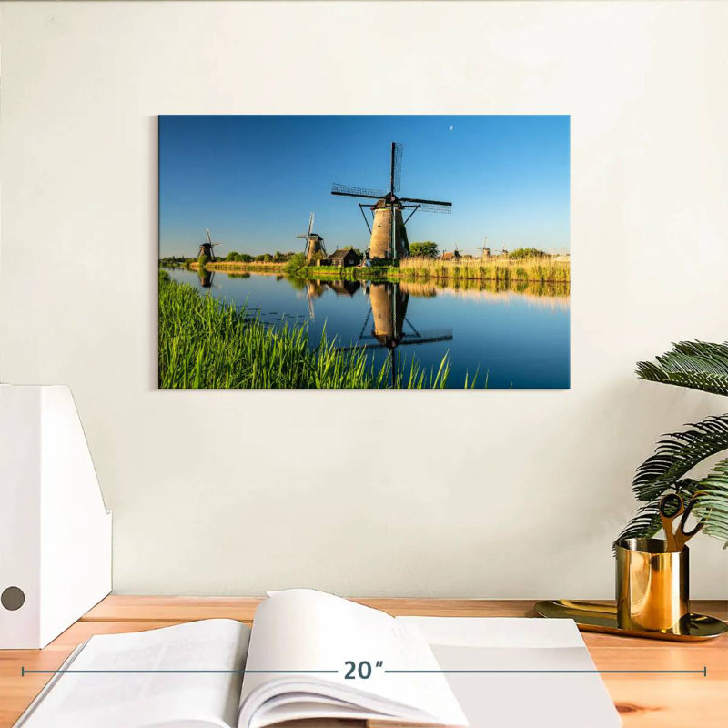 Alvord Kinderdijk, moulins à vent au lever du soleil, H 8 po x l 12 po