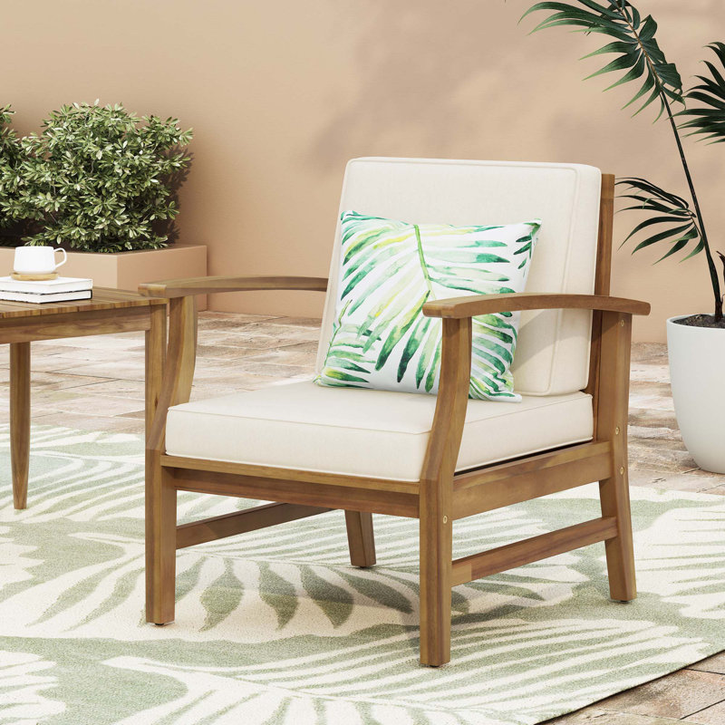 Fauteuil club Perla, Bois, Crème, crème