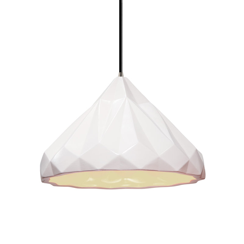 Luminaire suspendu géométrique 1 lumière Cattier, Nickel brossé, Blanc brillant