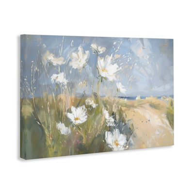 Seaside Wildflowers Scenery Canvas Wall Art by Ramona Murdock