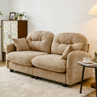 Modern Style Loveseat Sofa With Tufted Cushion Backrest And High Quality Wooden Base For Living Rooms