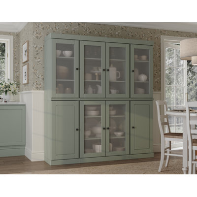 100% Solid Wood 65" Pantry China Cabinet with Frosted Glass, Solid Doors and Adjustable Shelves by Hokku Designs