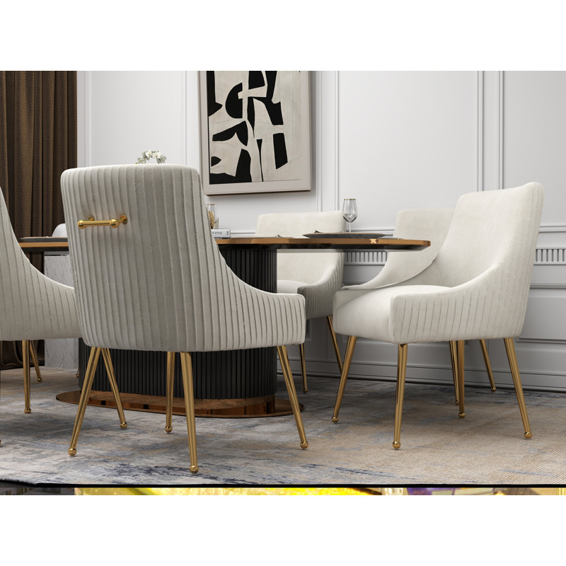 Baudel Velvet Upholstered Side Chair, Beige