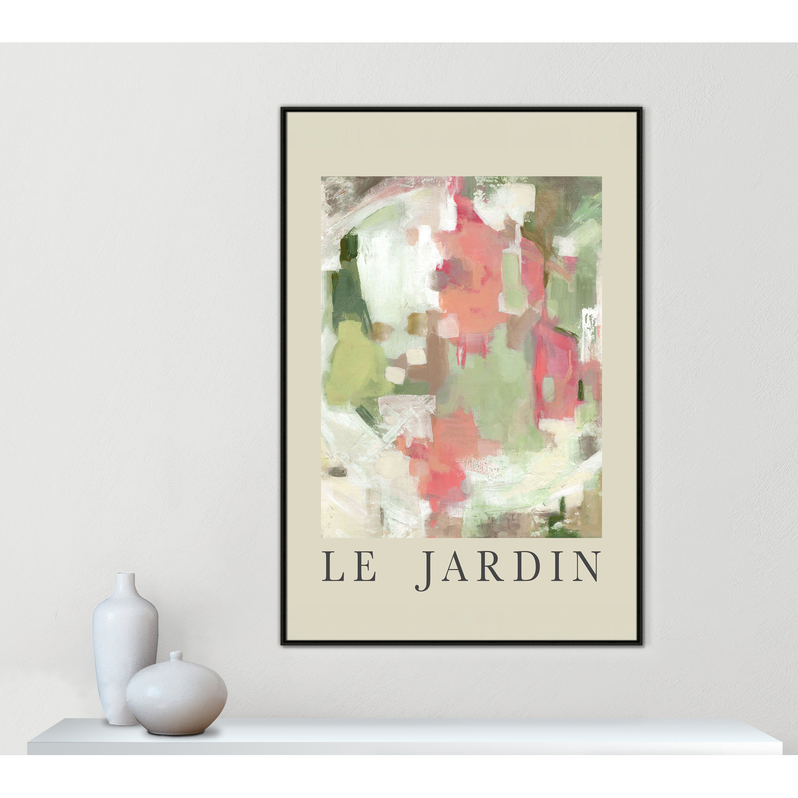Botanical Poster Collection " Le Jardin " by Carol Robinson, Espresso Floater Frame, No, 61.5" H x 41.5" W x 2" D