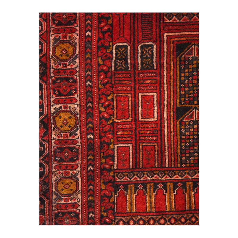 Tapis rouge Matt des années 1980 de 3 pi 3 po x 5 pi 7 po Matt