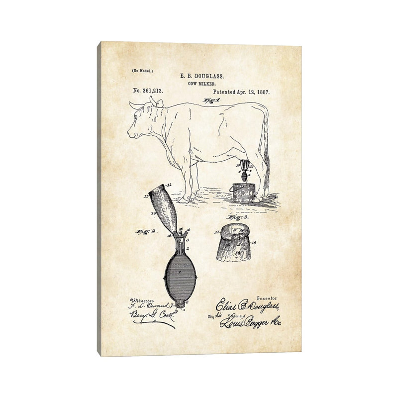 Cow Milker by Patent77 - Wrapped Canvas Gallery-Wrapped Canvas Giclée, 101.6 cm H x 66.04 cm W x 1.91 cm D