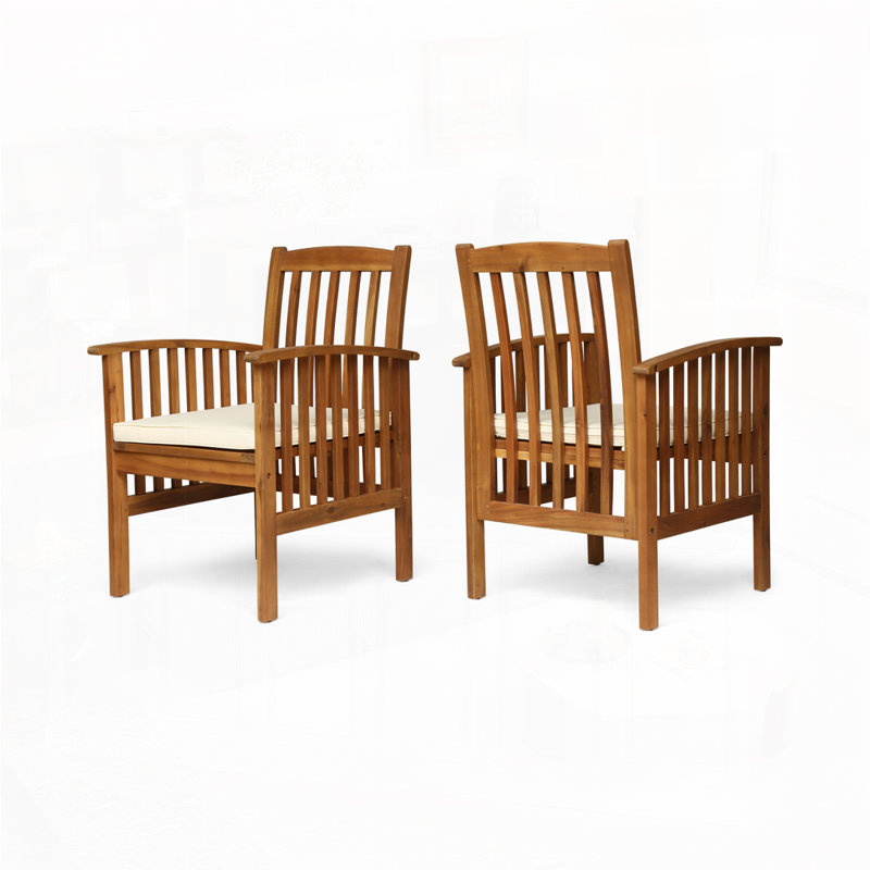 Fauteuil d'extérieur en bois d'acacia, Crème, crème, Brun