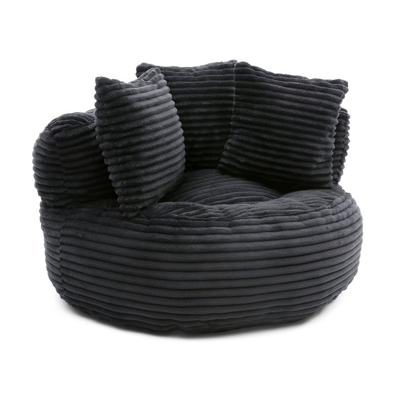 45'' Extra Large High Back Bean Bag Sofa, Black Corduroy