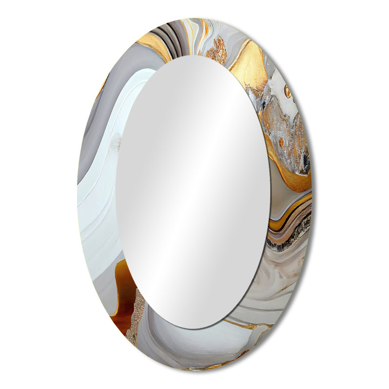 Miroir mural moderne blanc et doré, 36 po x 24 po