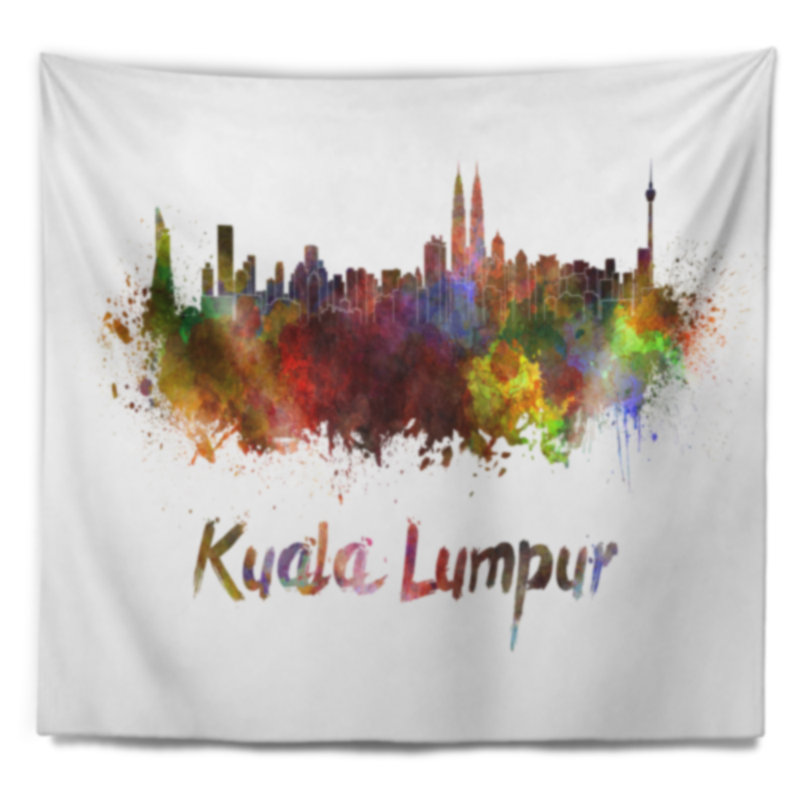 Kuala lumpur skyline tapisserie Cityscape, H 32 po x l 39 po