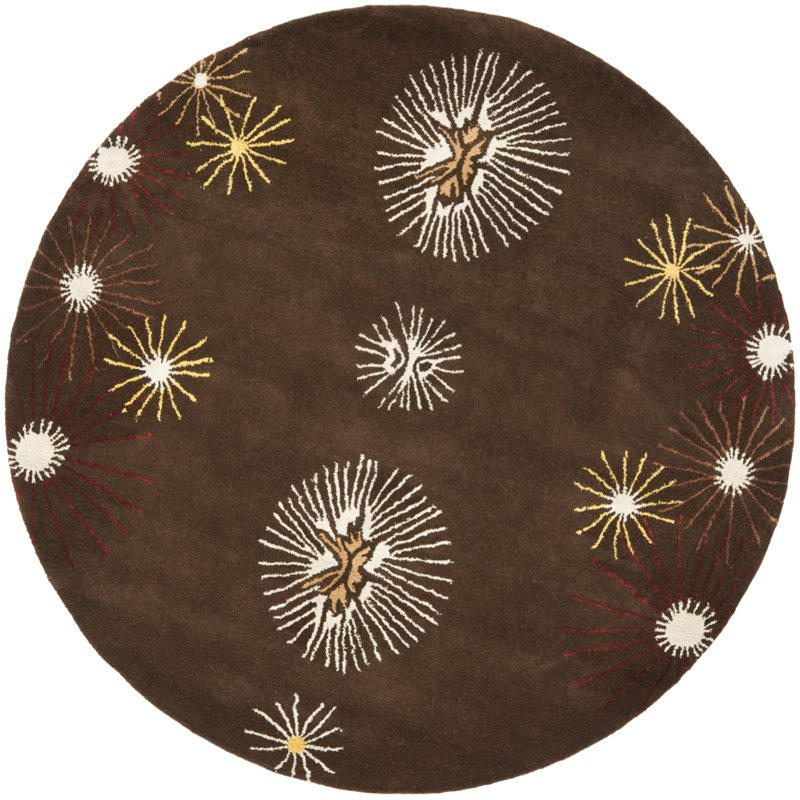 Candelo Soho Hand Tufted Wool Floral Rug, Round 6'