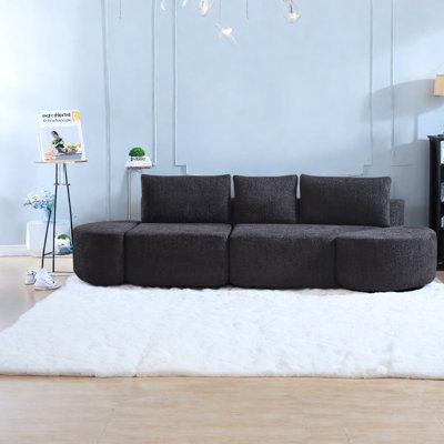 Canapés modulaires polyvalents, tissu chenille, noir, idéal pour les salons