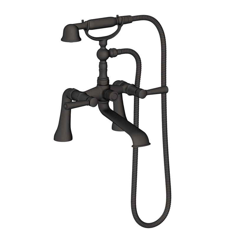 Metropole Deck Mount Exposed Tub & Hand Shower Set, Flat Black