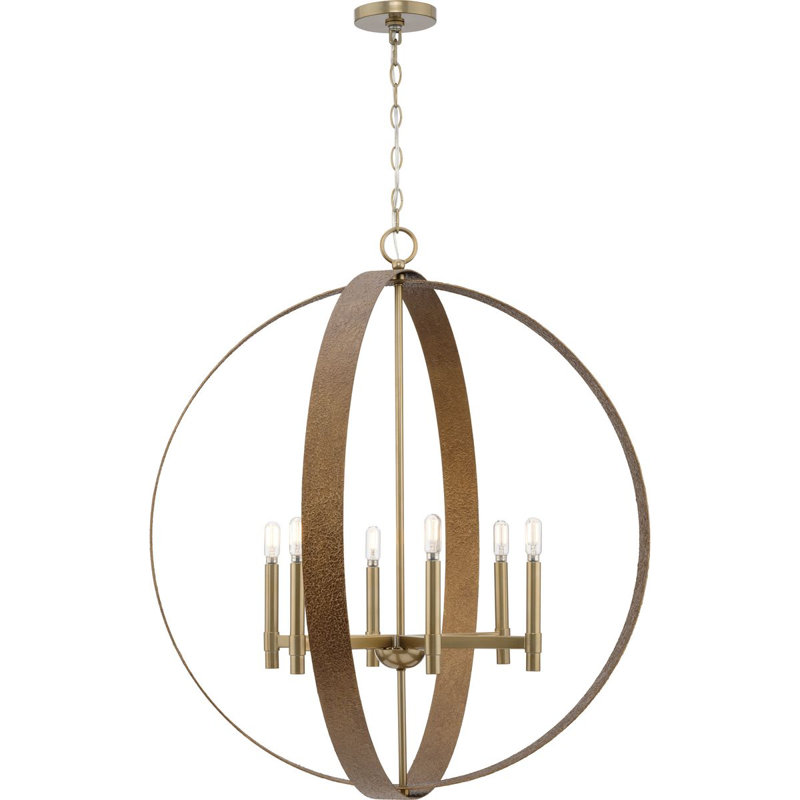 Luminaire suspendu rustique moderne à six lumières, Noir mat