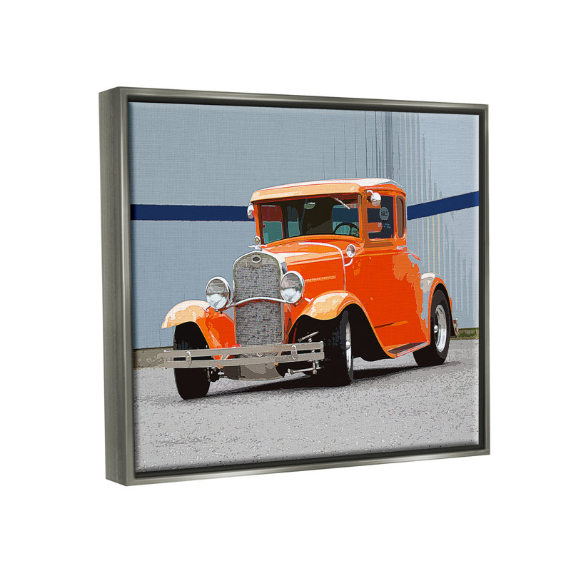 " Antique Orange Buggy " by Clive Branson, 25" H x 31" W x 1.7" D, Luster Gray Floater Frame