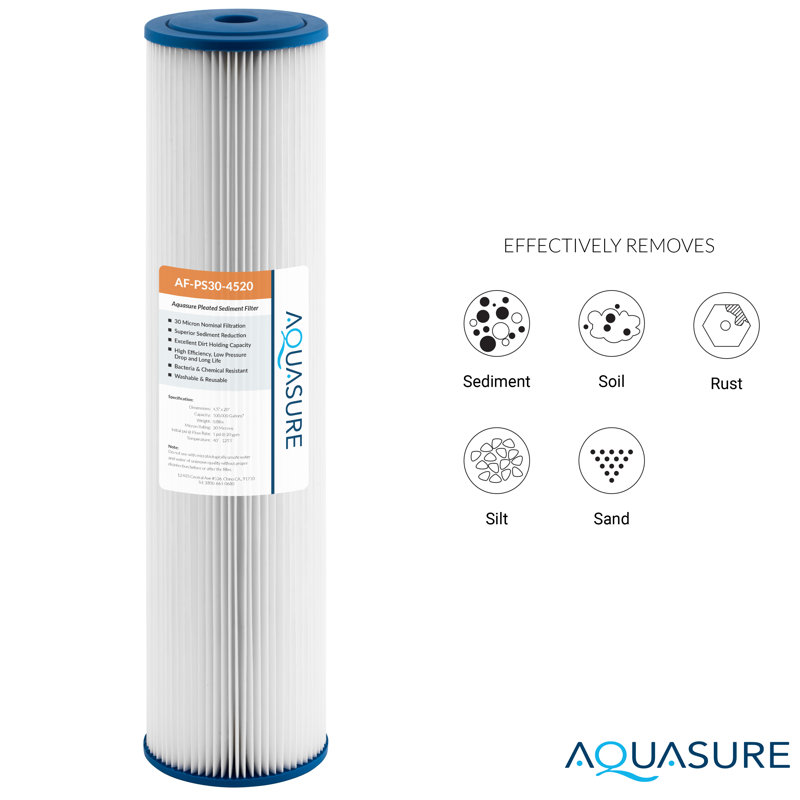 Aquasure Fortitude Blue 20" Whole House Sediment Water Filter System