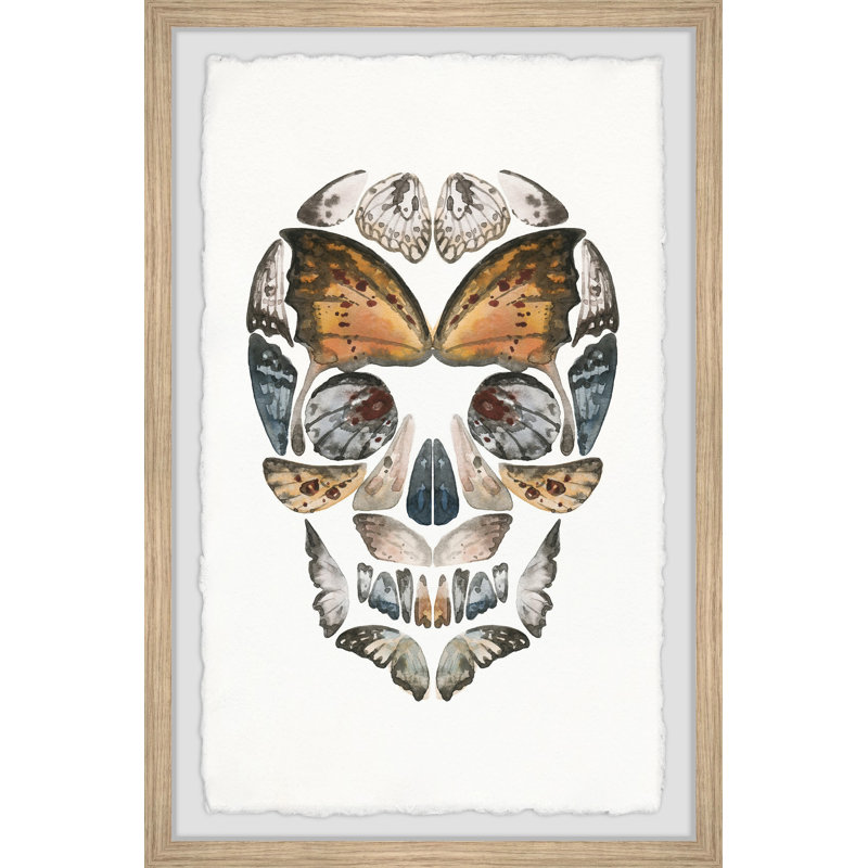 Butterfly Skull - Single Picture Frame Print, 61cm H x 41cm W x 3.81cm D