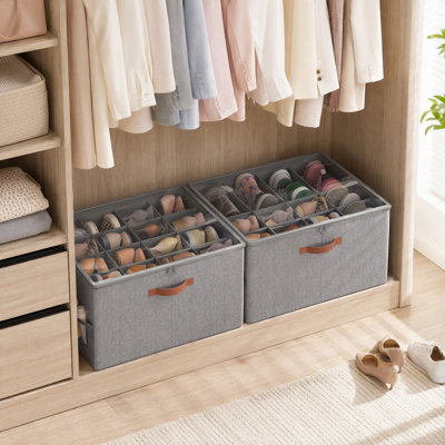 Boîtes de rangement pour chaussures, paquet de 2 rangements pour placard, convient à 32 paires, personnalisable