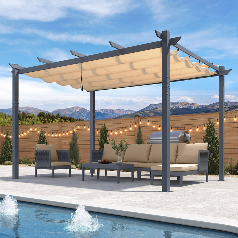 4m x 3m Aluminum Pergola, Beige