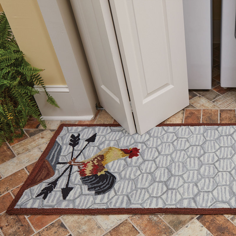 Tapis de couloir en coton 2 pi x 6 pi gris / rouge / jaune