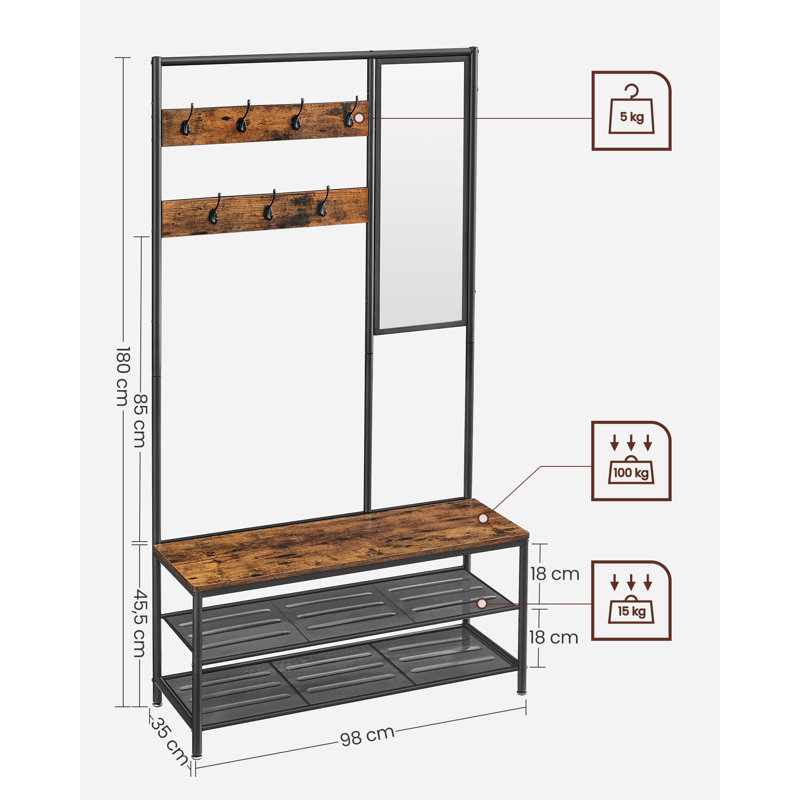 Ahmet Hall Tree 98cm Wide, Brown/Black