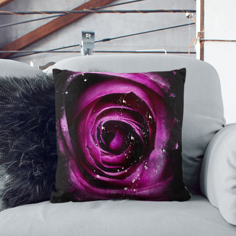 Striking Purple Rose Cushion with Filling, 55cm H x 55cm W x 20cm D