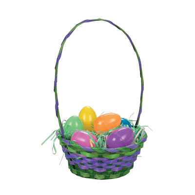 Multicolor Round Easter Baskets - Party Supplies - 12 Pieces