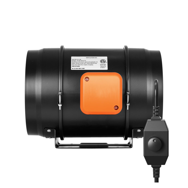 Ventilateur de conduit en ligne de 8 pouces avec contrôle de vitesse variable | Ventilateur d'extraction de CVC à débit d'air élevé pour tentes de culture, sous-sols et cuisines