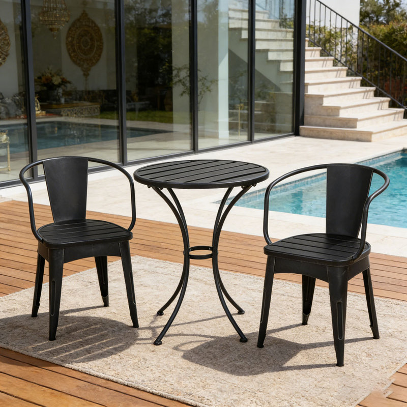 Ensemble d'extérieur 3 pièces, Noir et argent