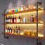 Support à vin mural moderne de 39 po avec lumières à DEL, tablettes flottantes pour boissons alcoolisées à 3 niveaux, support à vin mural en métal rustique pour la maison, le restaurant, le bar commercial, la cuisine-1128509045-1128509041
