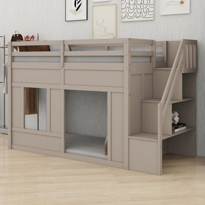 Lit mezzanine avec escalier de rangement et lumières DEL intégrées pour maximiser l'espace dans la chambre