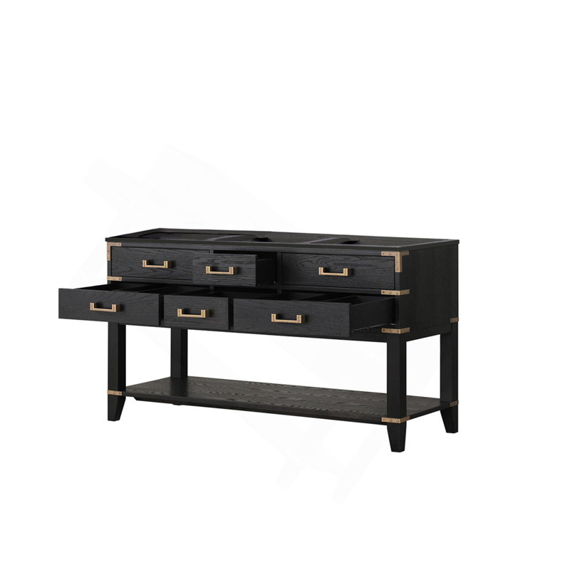 Meuble-lavabo double en chêne noir 60 po X P 22 po D