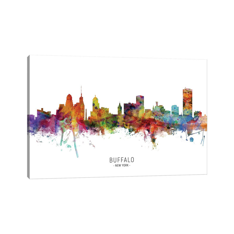 «Buffalo New York Skyline» par Michael Tompsett, impression sur toile tendue, H 26 po x l 40 po x 1,5 po
