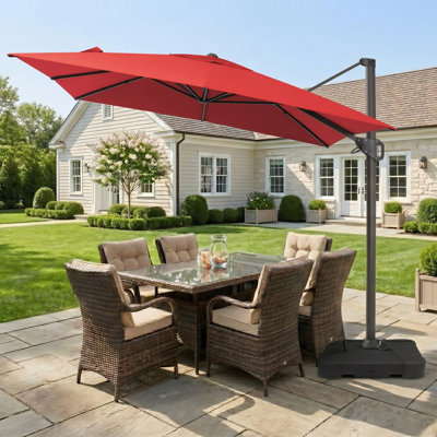 106.52" X 129.88" Outdoor Cantilever Umbrella, Counterweights Included