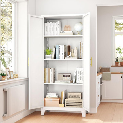 61" Metal Storage Cabinet With Shapely Doors & Adjustable Shelves – Spacious Storage For Bedroom Or Living Room by Latitude Run