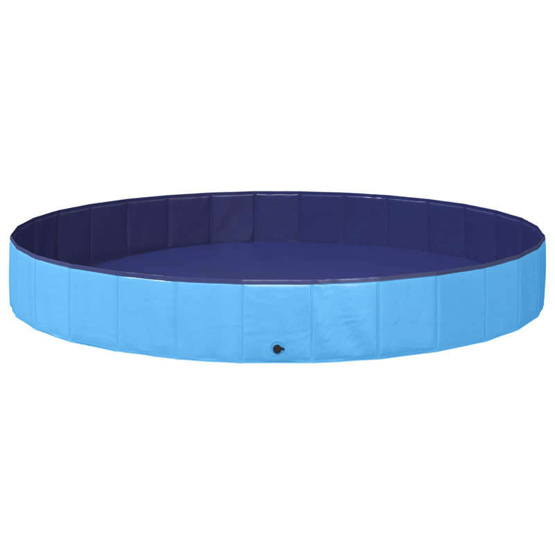 vidaXL Children Swimming Pool Folding Thick PVC and Engineered Wood Portable, 38cm H x 300cm W x 300cm L, Blue