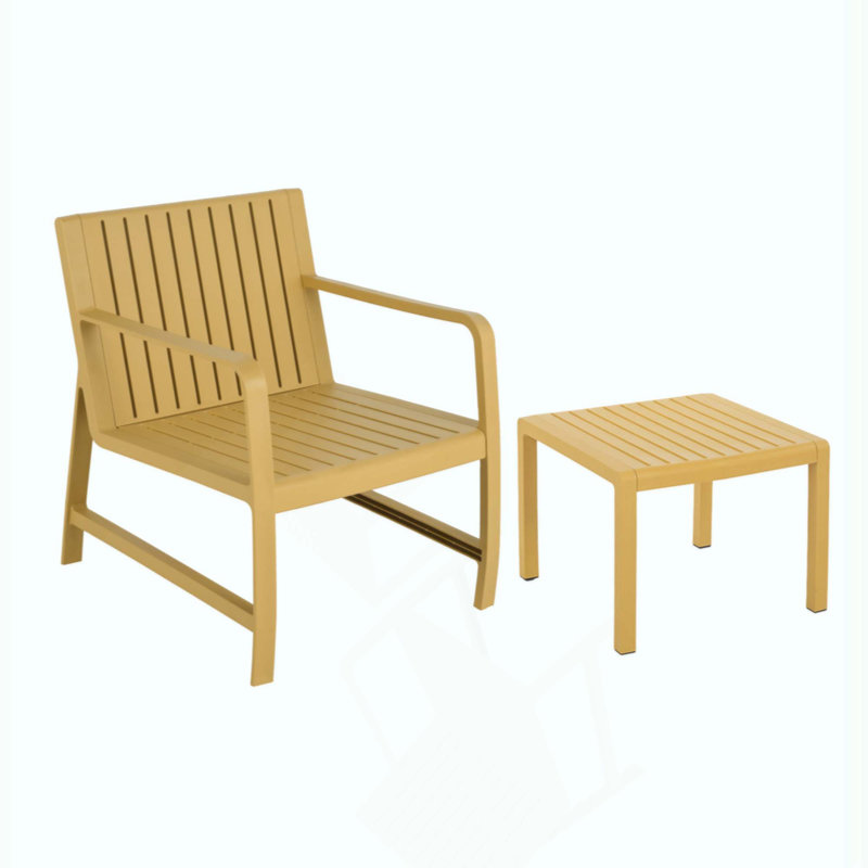 Ensemble de meubles d'intérieur / extérieur 2 pièces 1 chaises et 1 table basse Matériau PP imperméable - Ensemble de conversation pour patio facile à assembler