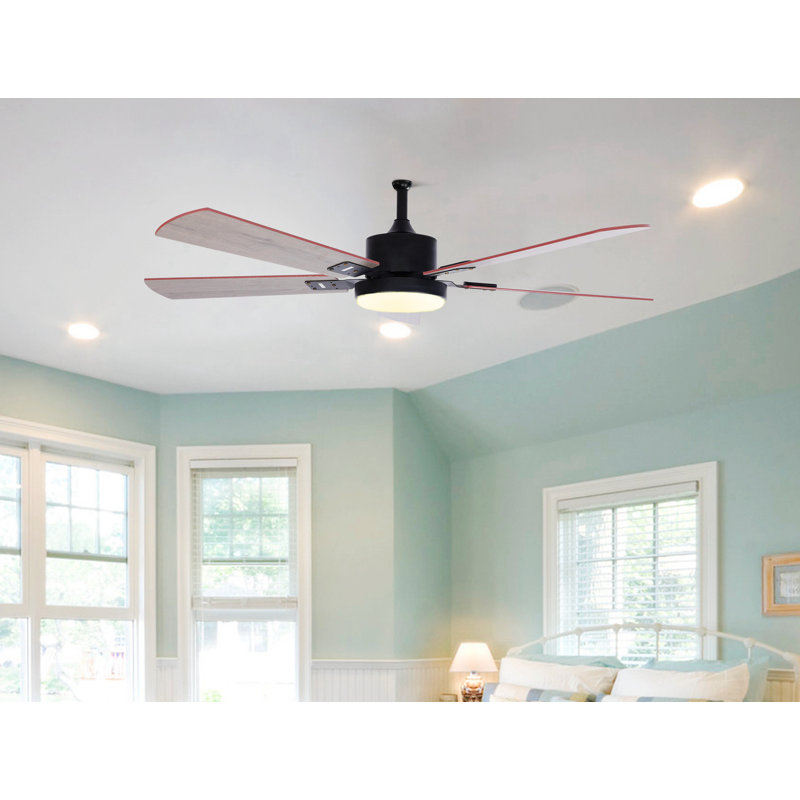 Ventilateur de plafond à DEL de 51,96 po avec télécommande et ensemble d'éclairage inclus