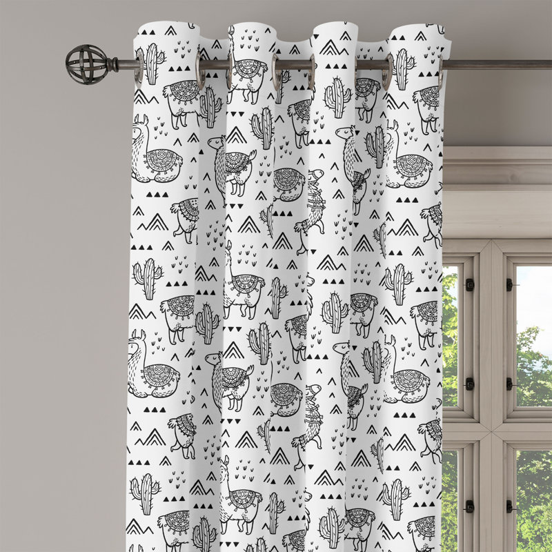 Rideau décoratif à 2 panneaux avec œillets East Urban Home, gris anthracite, l 50 po x L 54 po