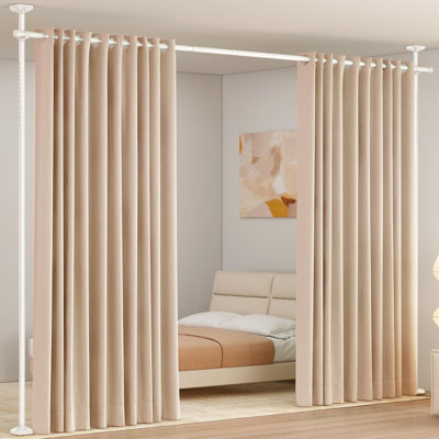 Satin Adjustable Curtain Pole Set