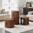 Modern Round Coffee Table Set with Sliding Storage and Fluted Design