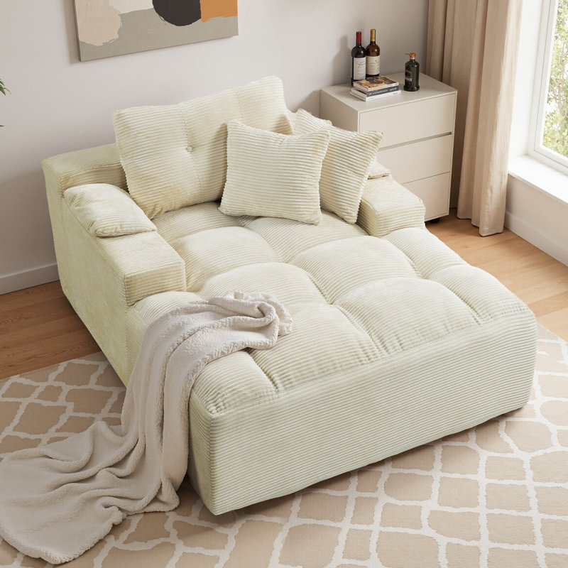 Méridienne surdimensionnée pour l'intérieur Tishay, Crème, crème