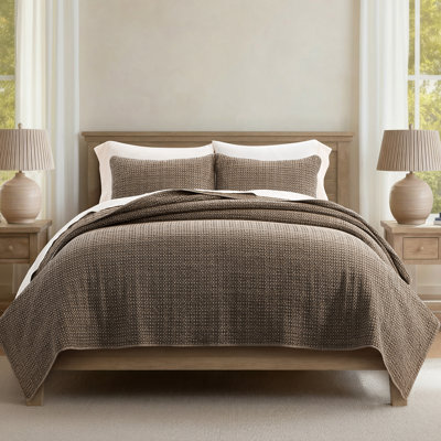 Stonewashed 100% Natural Cotton Waffle Quilt Set