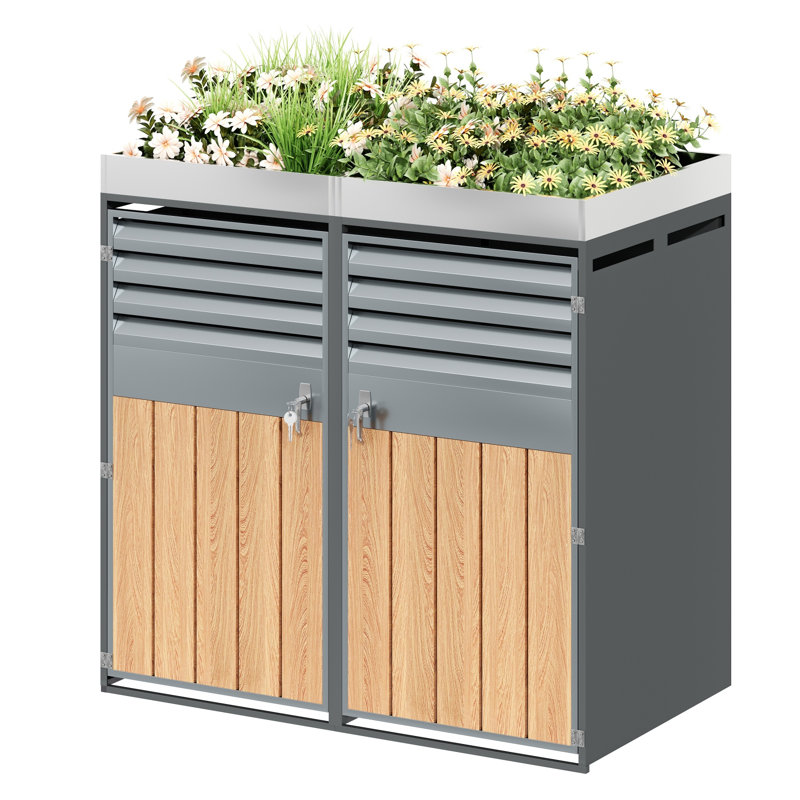 Garden Storage Box Waste Bin With Planter Top