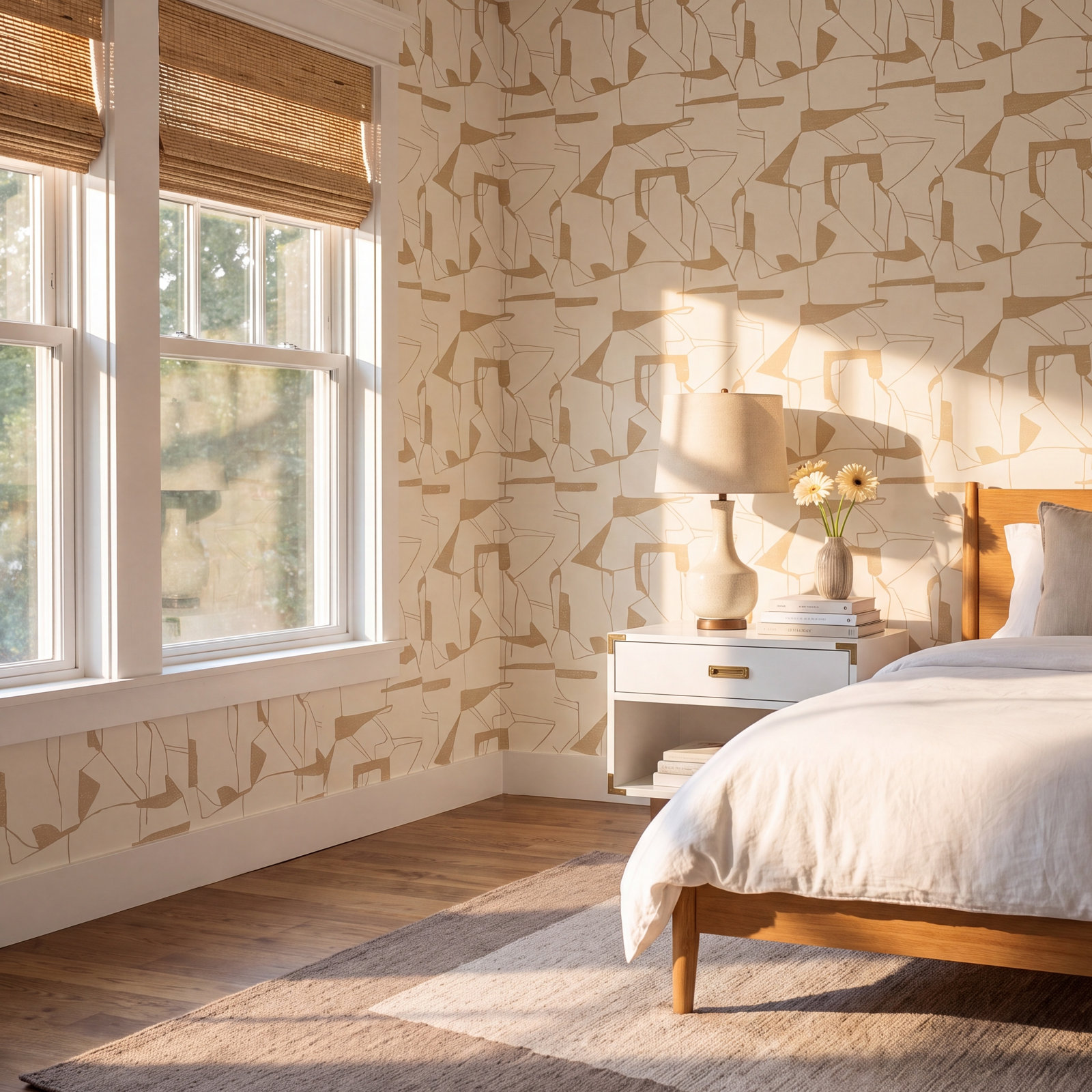 Alza Wallpaper Roll, Cream/Gold
