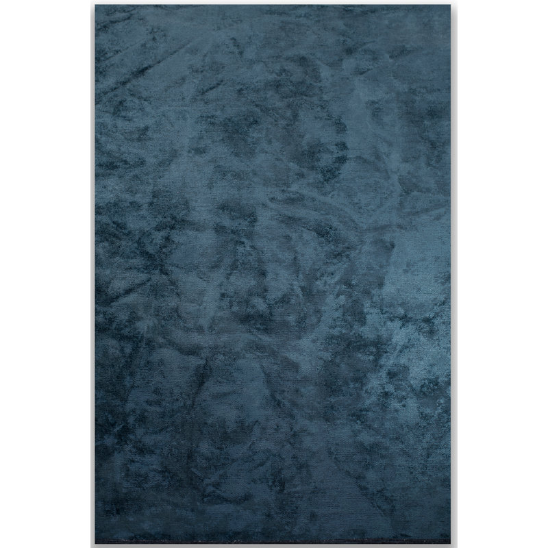 Rapture Contemporary Glossy Teal Blue Area Rug, Rectangle 7'10" x 9'10"