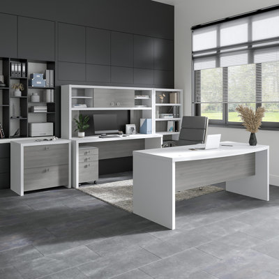 Ensemble de bureau d'écriture rectangulaire avec rehausse 5 pièces Office 500 Collection